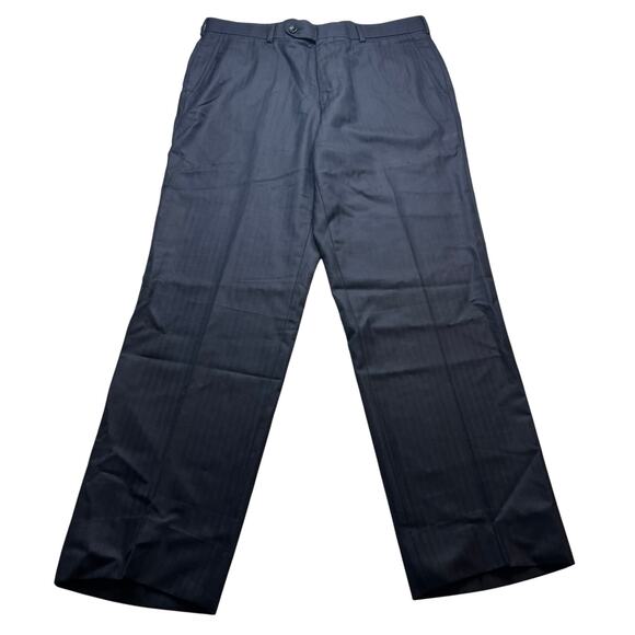 11-37 BROOKS BROTHERS Men's Trousers Fitzgerald Pin Stripe Black Size 42R/W36 - Picture 2 of 10